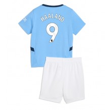 Manchester City Erling Haaland #9 Hjemmedraktsett Barn 2024-25 Kortermet (+ Korte bukser)